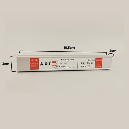 Fonte Blindada IP67 12V 8,3 100W - A.XU