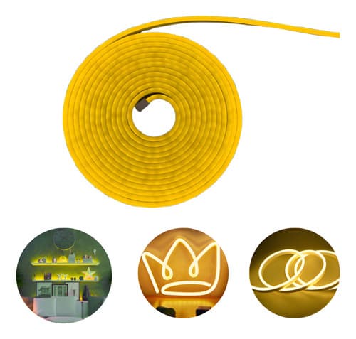 Fita Neon 120leds 12v Ip65 Amarelo 5metros - Mayler