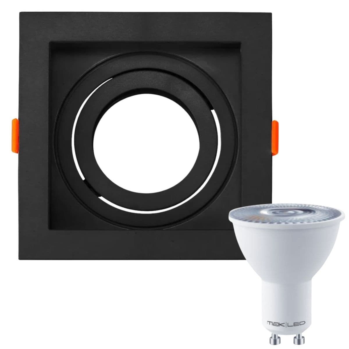 Kit Spot de Embutir Nordecor GU10 Preto + Lâmpada MR16