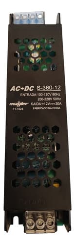 Fonte Slim 12V 30A 360W - Capa Preta - Mayler