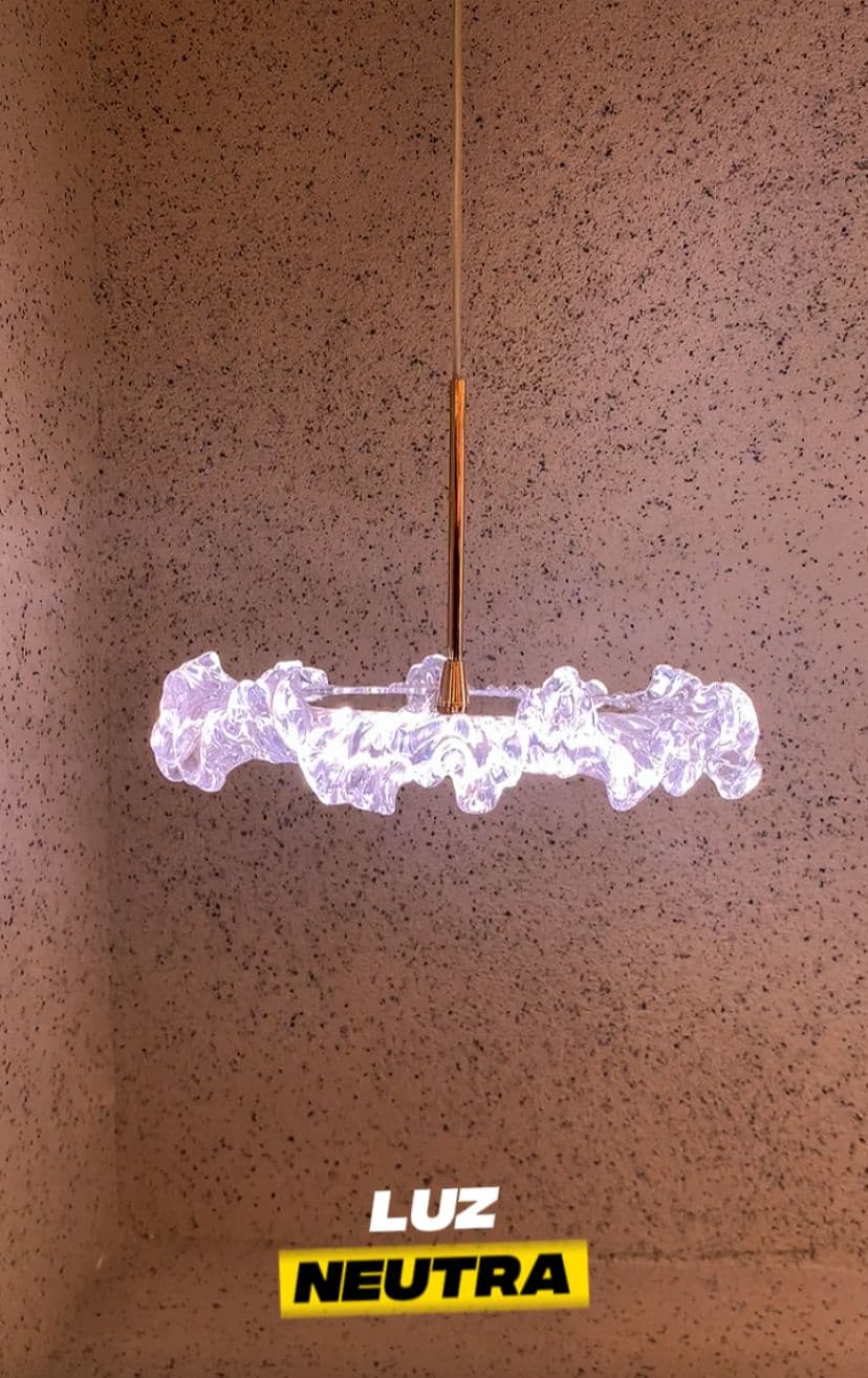 Lustre Pendente LED Moderno Cristal Luxo Dourado 127/220V