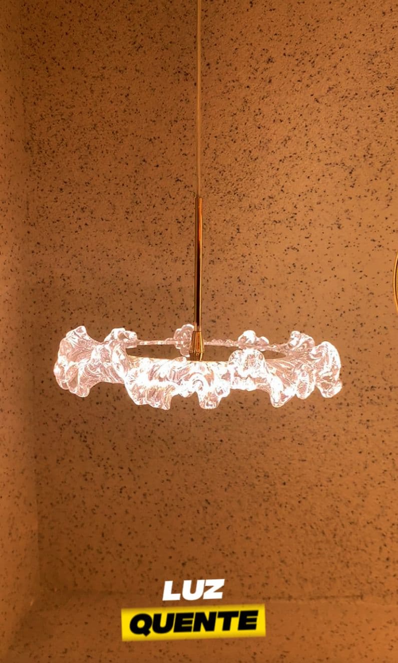 Lustre Pendente LED Moderno Cristal Luxo Dourado 127/220V