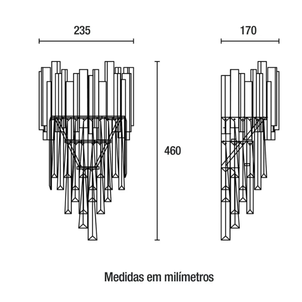 Arandela Midas Cristal 24 Preto 2x E14 80w Bivolt Blumenau