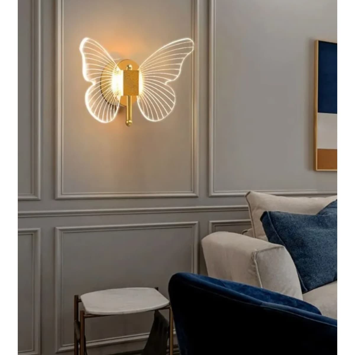 Arandela Borboleta LED 3000K Dourada Parede Decorativa