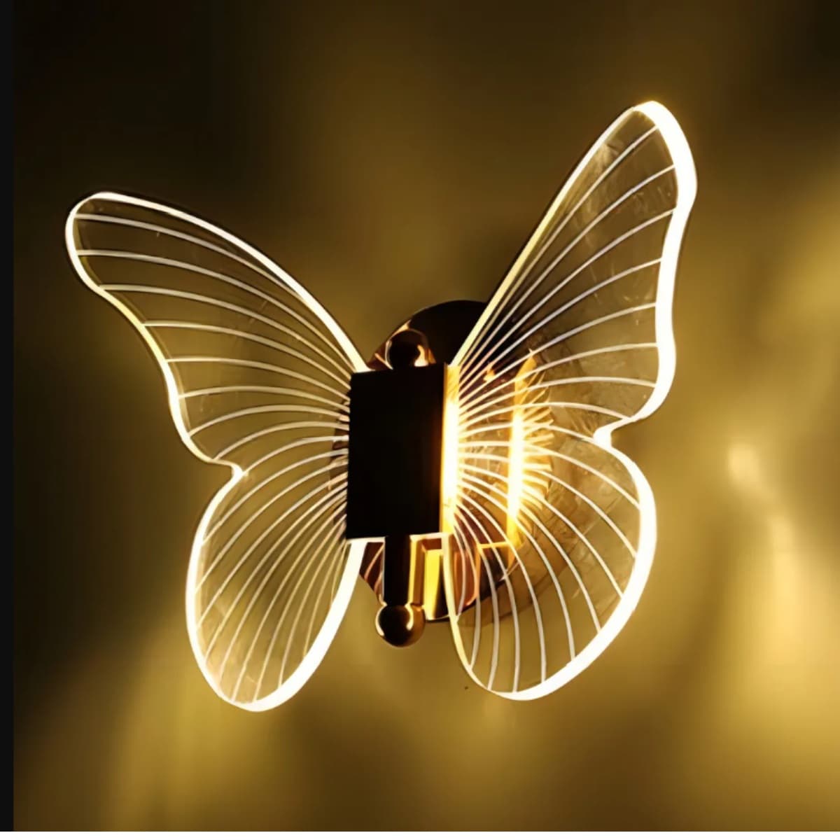 Arandela Borboleta LED 3000K Dourada Parede Decorativa