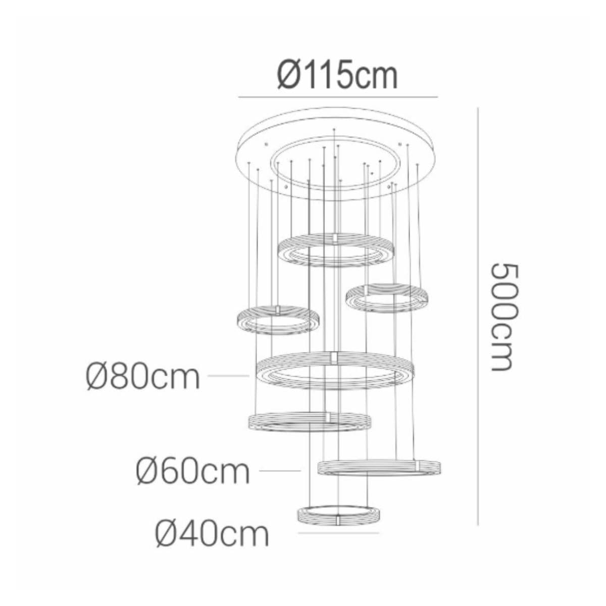 Lustre Pendente LED Solaris 250W 3000K Dourado Bivolt Ø80cm