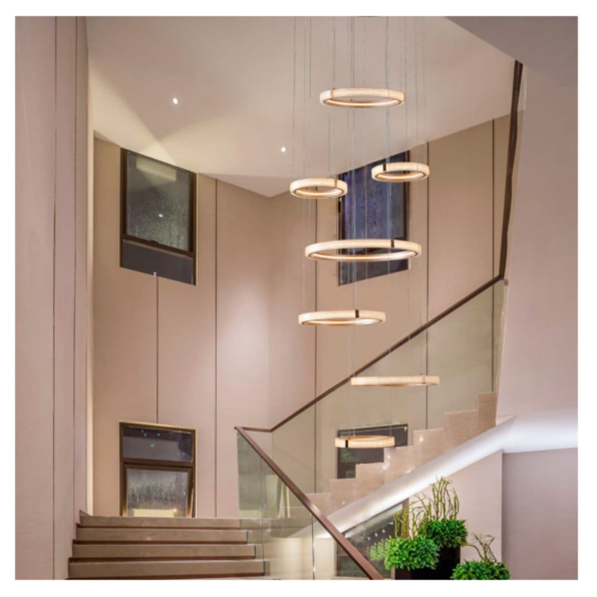 Lustre Pendente LED Solaris 250W 3000K Dourado Bivolt Ø80cm