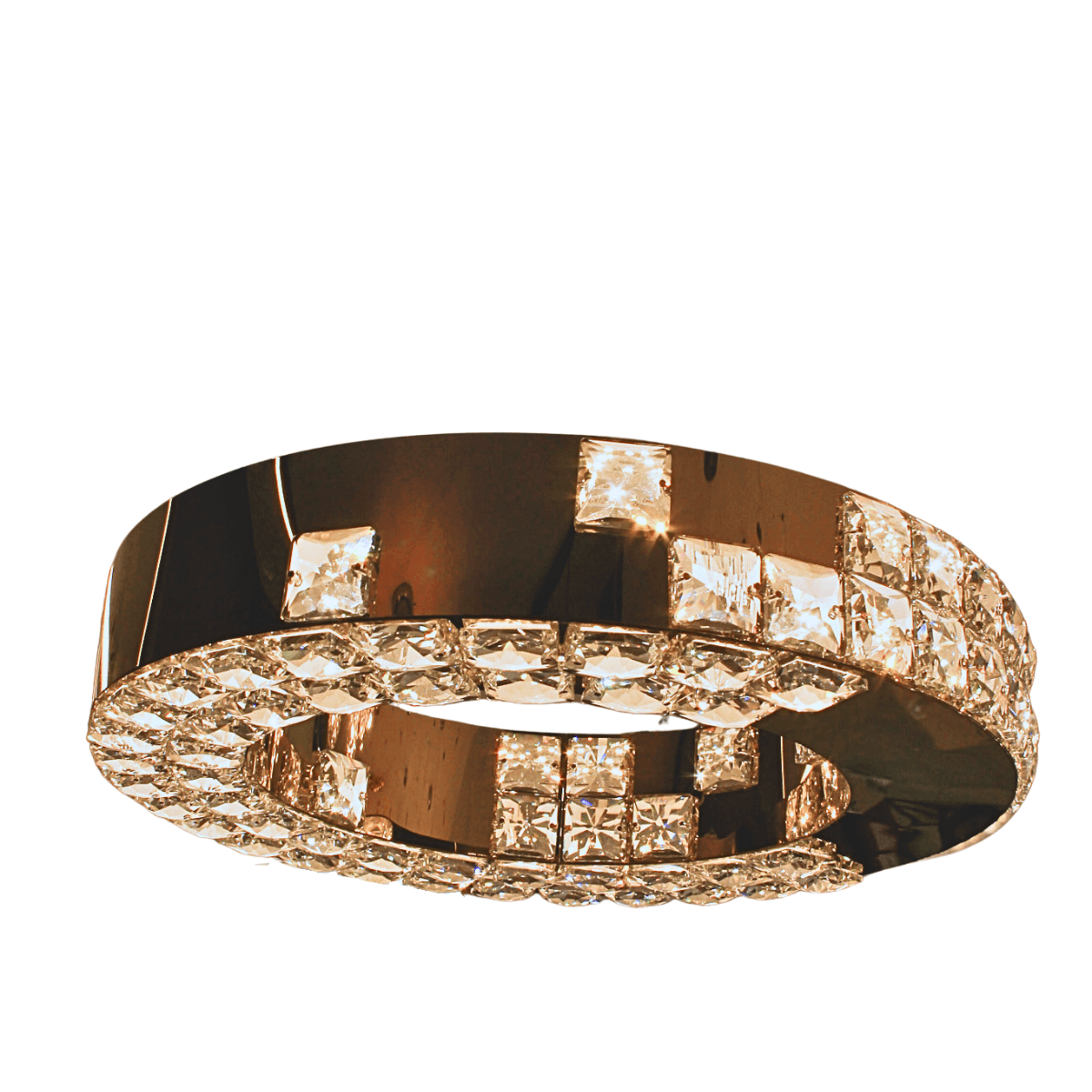 Lustre Pendente Cristal Dourado Aro Iron 42cm 30W 3000K Luclair