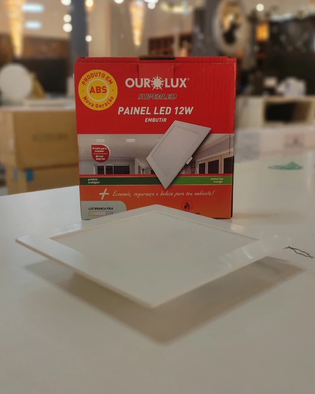 Painel LED Embutir 12W Quadrado 6500K Luz Branca Fria Ourolux