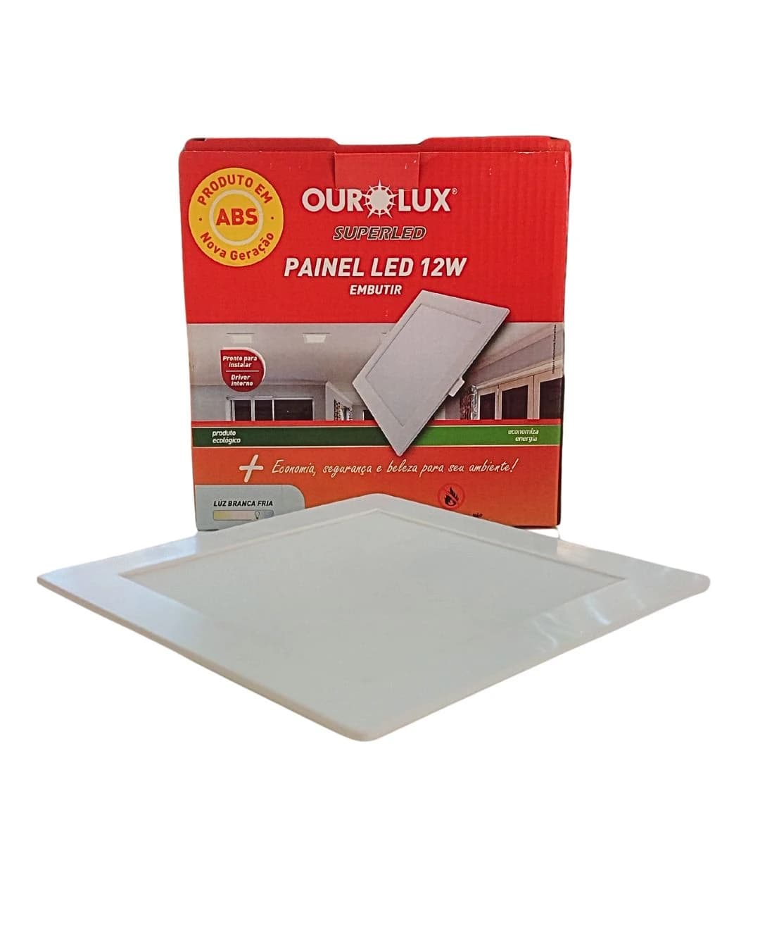 Painel LED Embutir 12W Quadrado 6500K Luz Branca Fria Ourolux