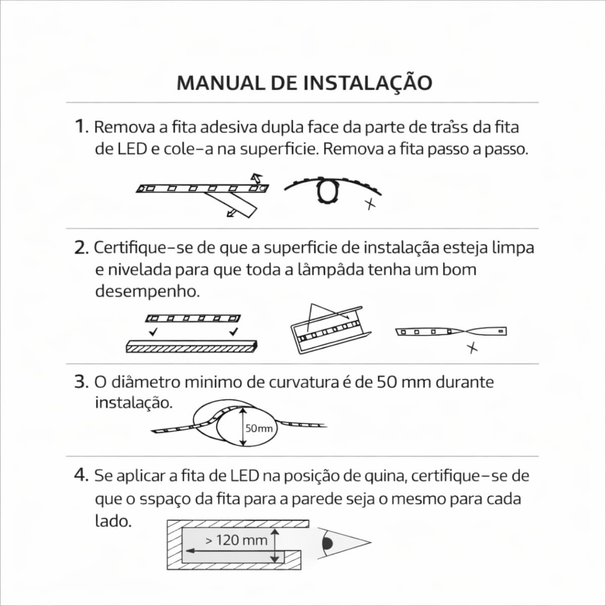 Fita LED SMD 624 12V 36W 6500K IP20 5m Alto Brilho Inluss