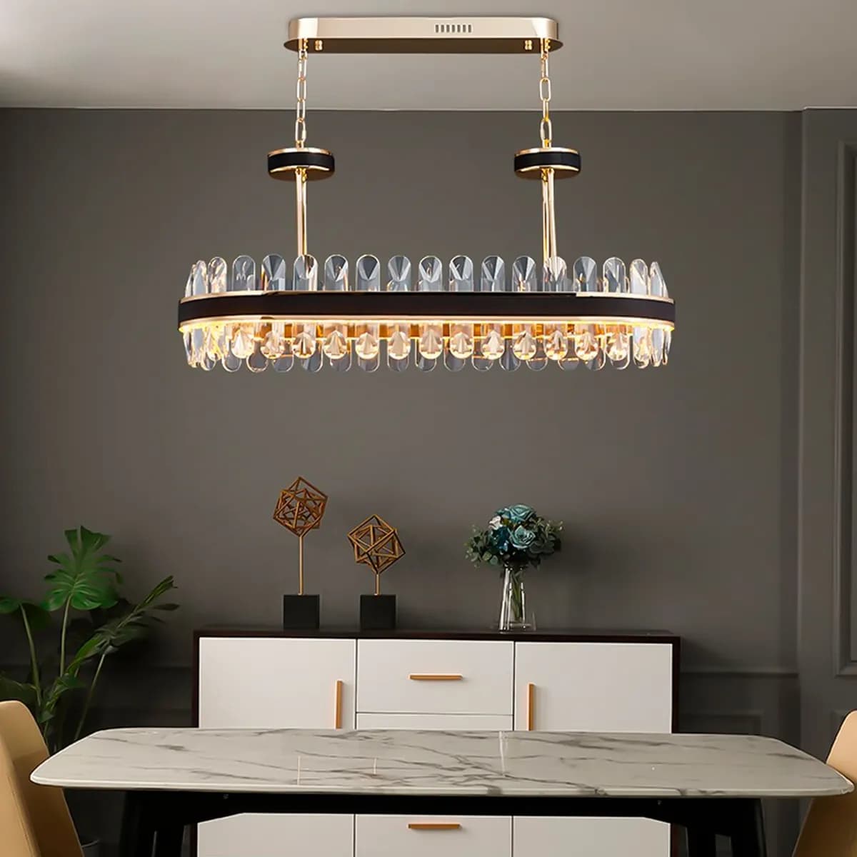 Pendente Lustre Cristal K9 Luxo 3 Em 1 58w Cor Preto Bivolt