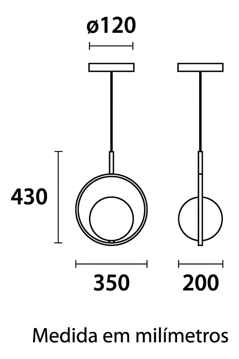Pendente Dubai Preto Globo 20 cm Vidro G9 Blumenau