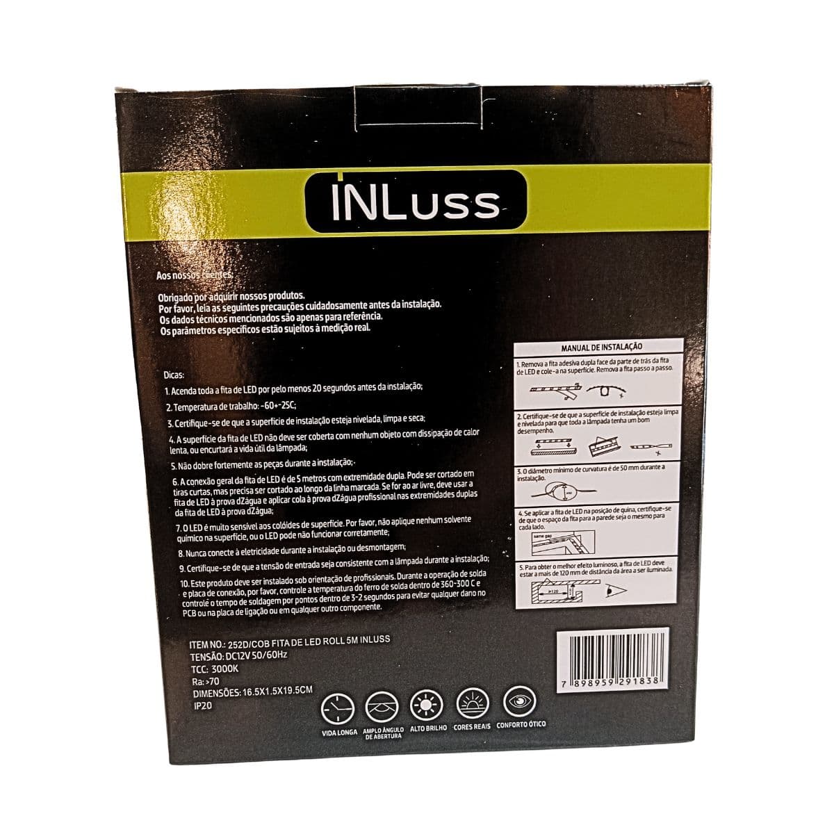 Fita COB 252D 3000K 12V 18W 5MT IP20 - Inluss