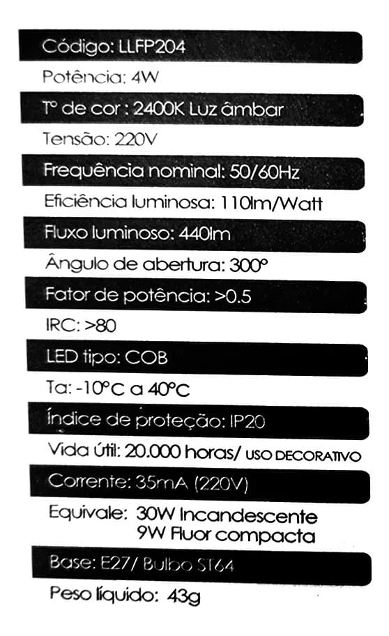 Lâmpada LED Filamento 4W Pêra ST64 2400K - Lumanti Branco Quente