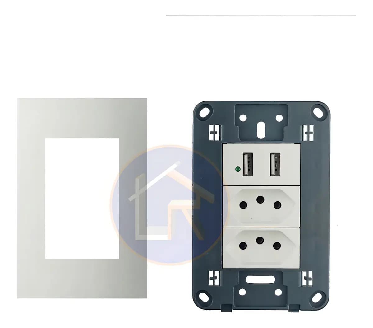 Placa 4x2 com 2 Tomadas Universal 10A + 2 USB - Soyan A8-2U2C Branco