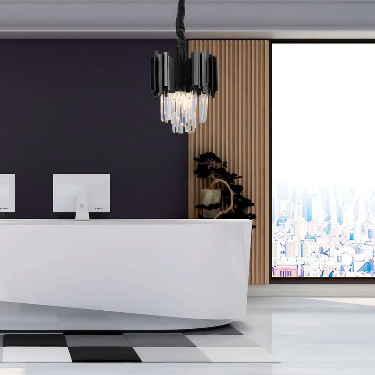 Lustre Cristal Midas Black 300mm 3x14 - Blumenau Preto
