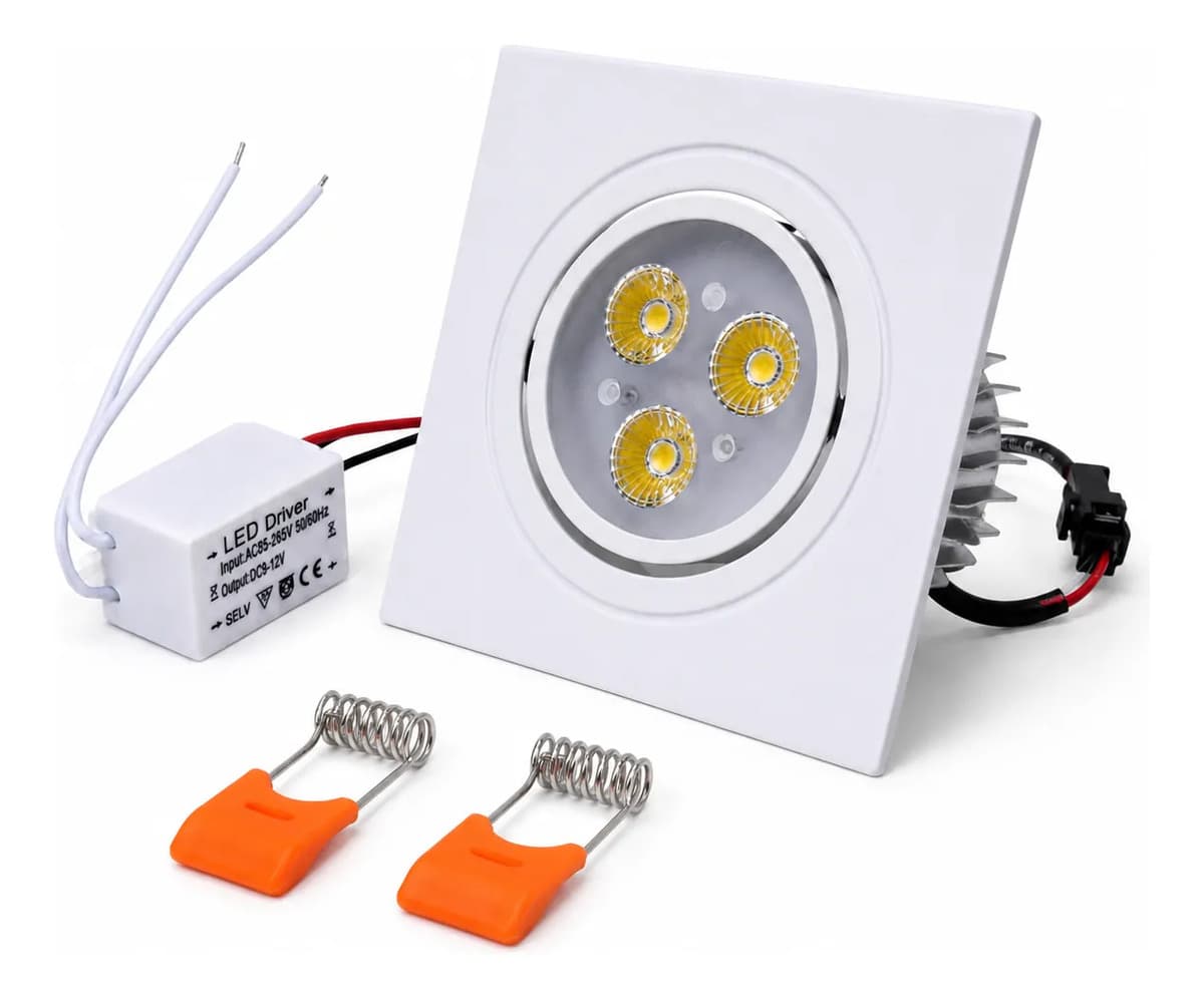 Spot LED Embutir Quadrado 3W 3500K Direcionável Bivolt - Branco