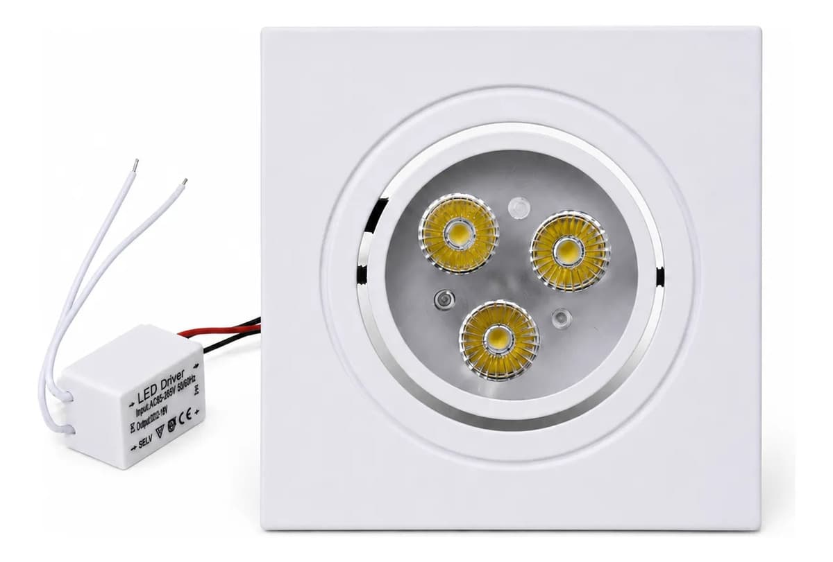 Spot LED Embutir Quadrado 3W 3500K Direcionável Bivolt - Branco