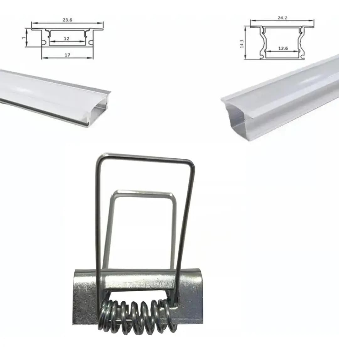 100 Unidades Presilha Gafanhoto Para Perfil LED Embutir - Prateado